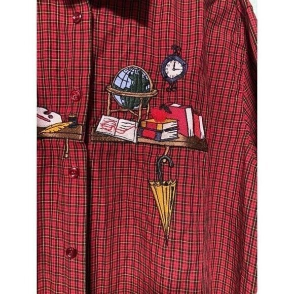Vintage Karen Scott Back To School Women's Long Sleeve Plaid Button Up Shirt‎ L - Picture 3 of 9